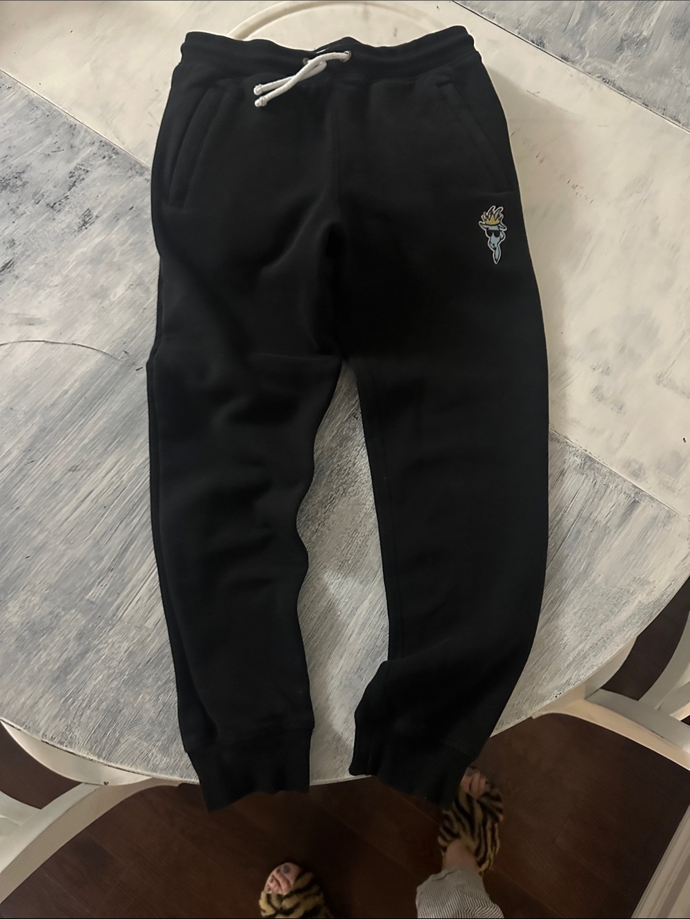 Kids Black Fleece Joggers with Drawstring Waist